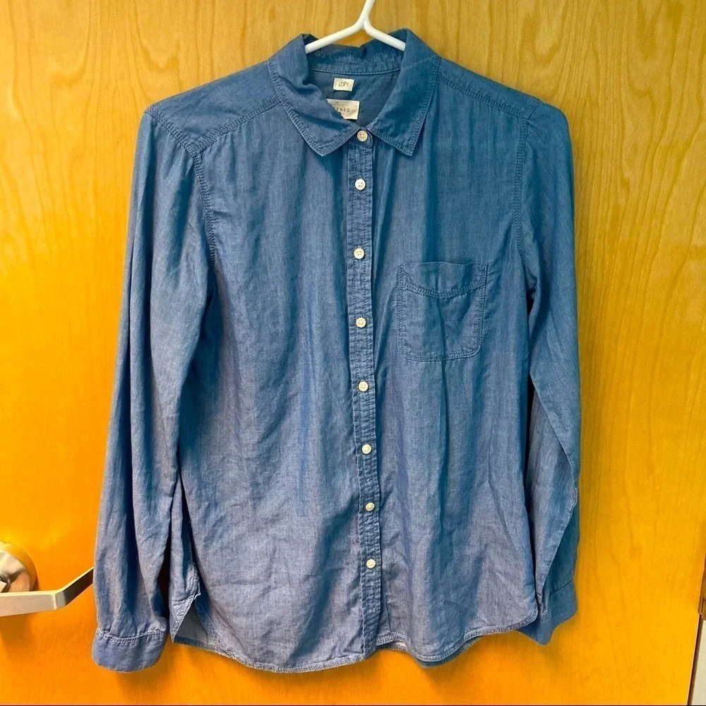 LOFT Sz S Softened  Top Button Up Blouse